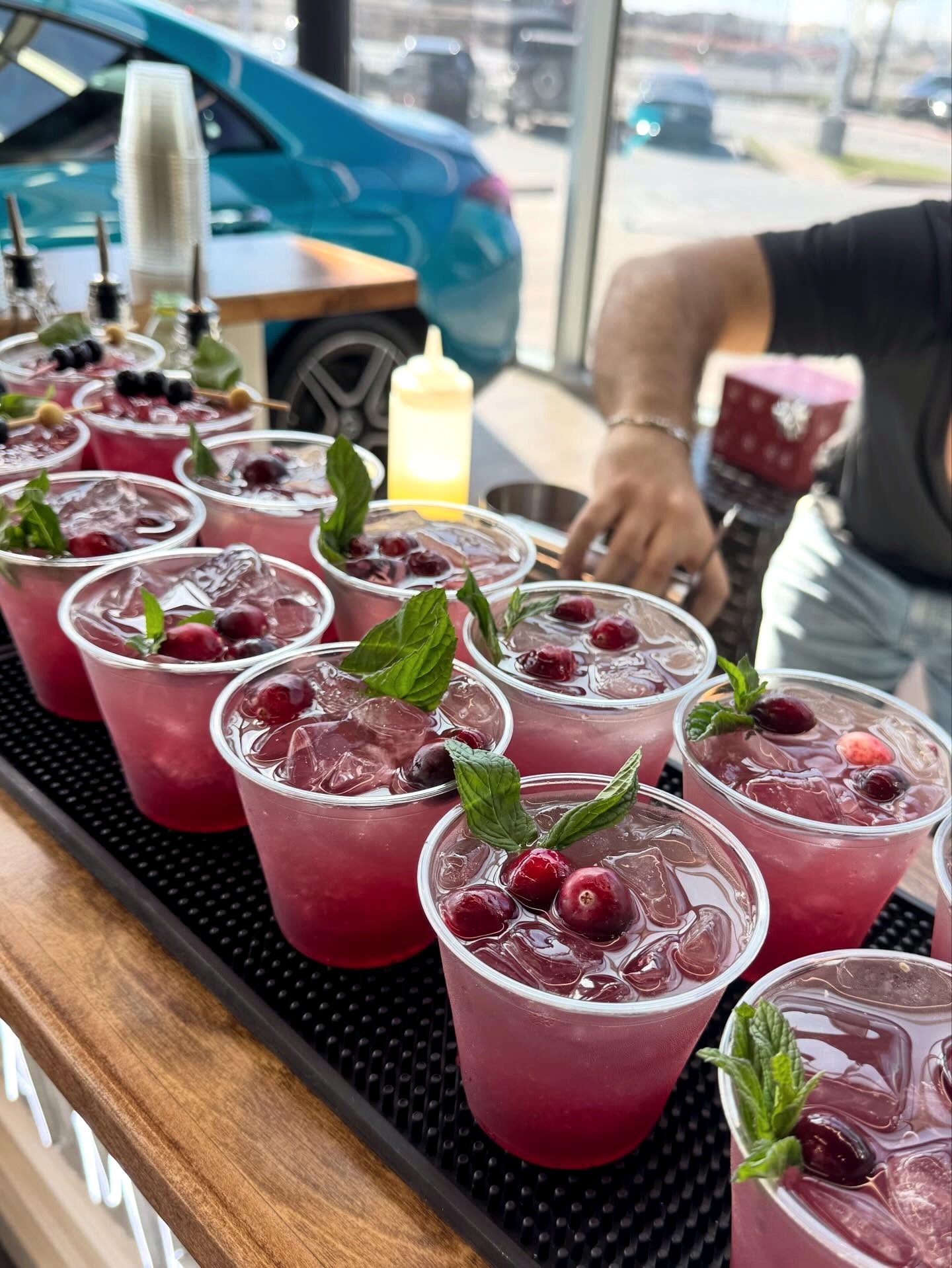 Custom drinks and bar details from the Mercedes-Benz event