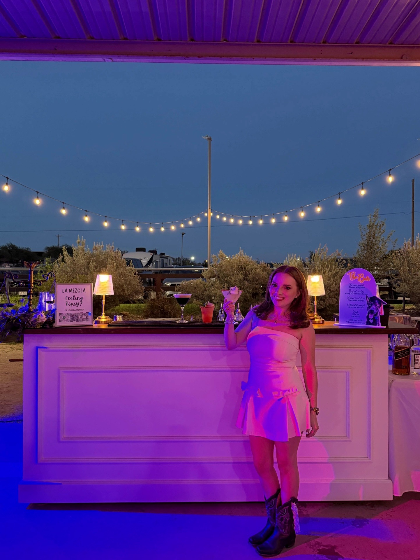Guest and colorful custom drinks at a private La Mezcla celebration